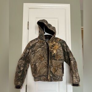 Realtree Xtra kids Camo Hooded Bomber Jacket Insulated Hunting Coat Size 6/7 b7